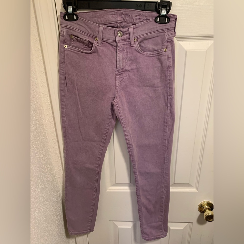 7 for all mankind purple skinny jeans